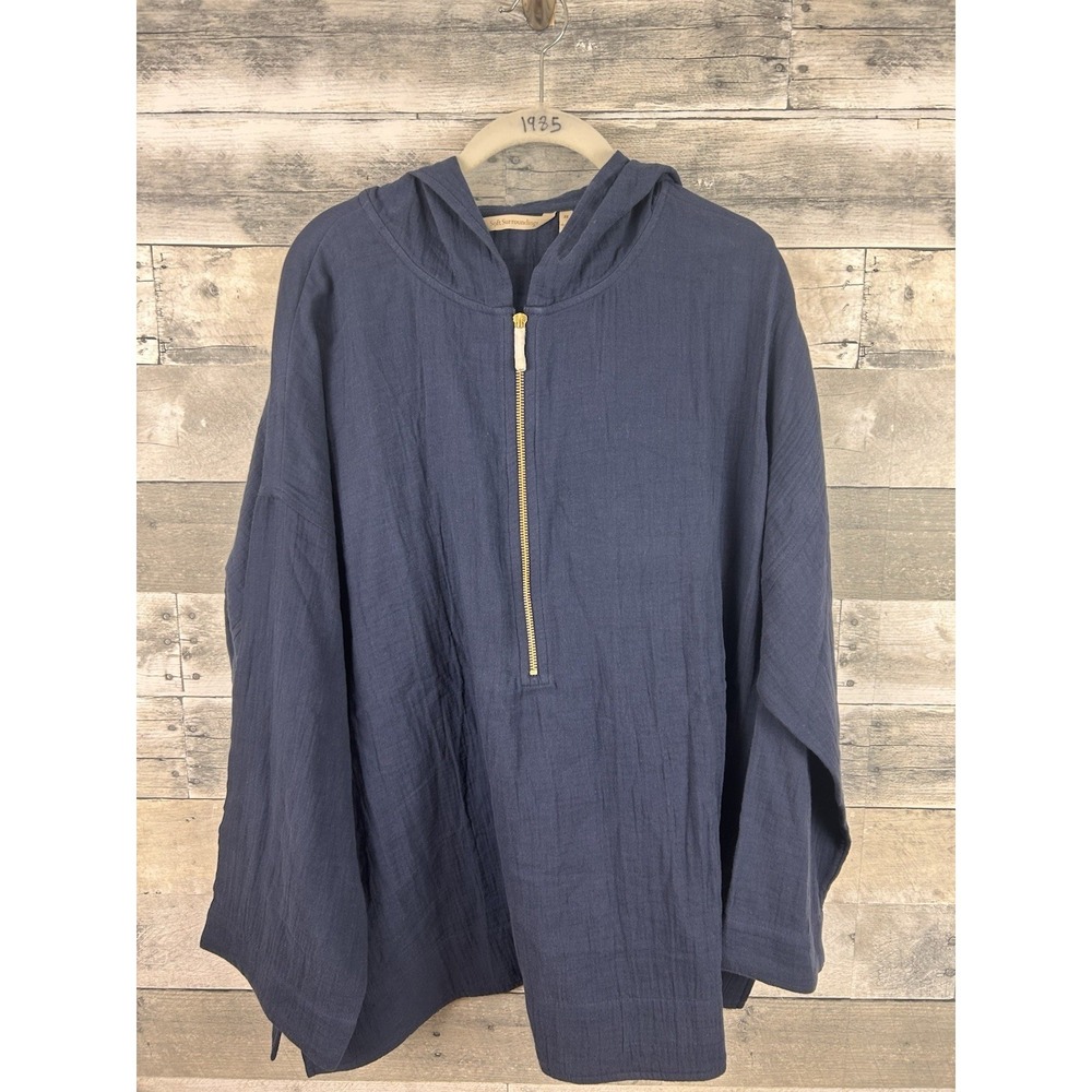 Soft Surroundings Women's Blue 2X  1/2 Zip Up Pullover Hoodie